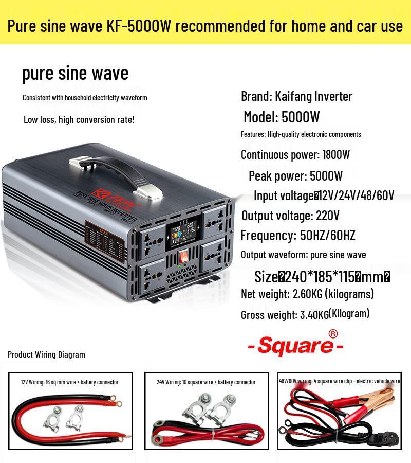High Power 12V/24V to 220V Pure Sine Wave Car Inverter - Intelligent Converter