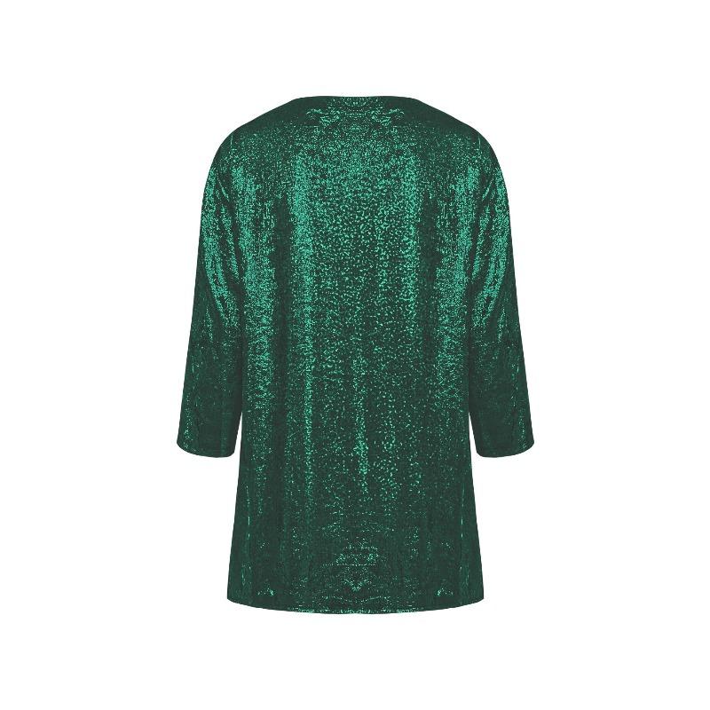 Women's Large Size T-shirt Spring and Summer Seven Quarter Sleeve Shiny Loose Casual Female T-shirt Fashion V-neck Solid Color Office Ladies Tee Tops