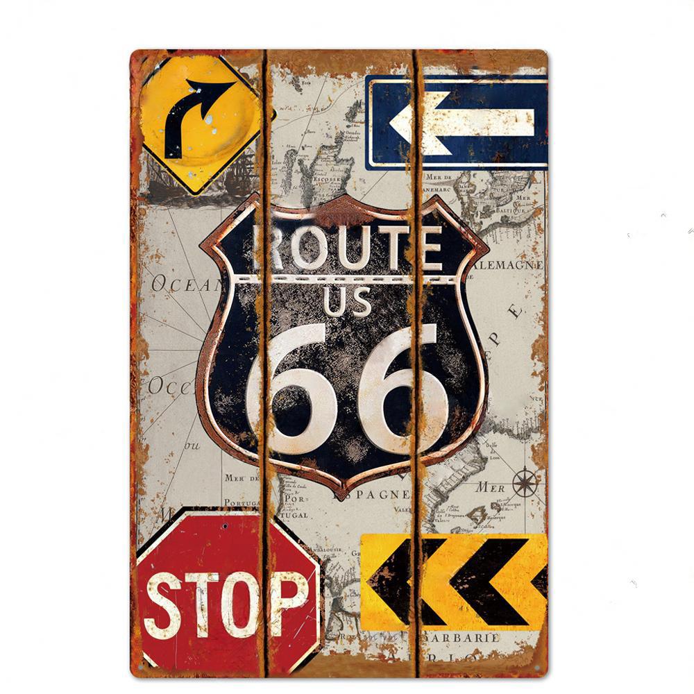 Vintage Metal Tin Signs Route 66 Posters Decor Metal Sign Plaque Vintage Retro Garage Wall Decor Fo Bar Club
