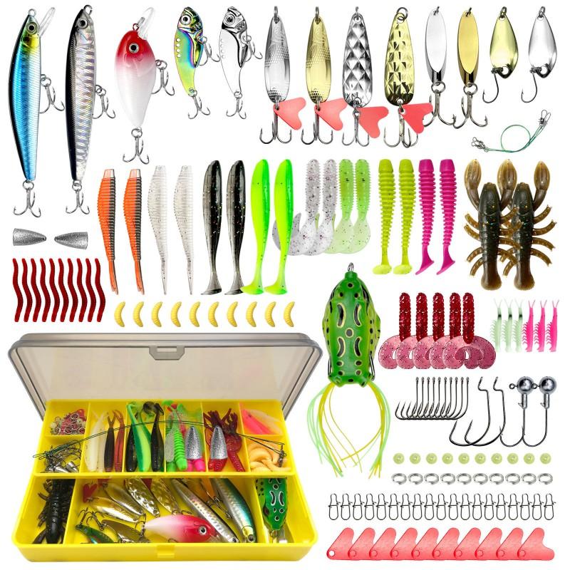 Fishing Lure Set Freshwater Saltwater Bait Minnow Spoon Soft Hard Frog Bass Trout Pike