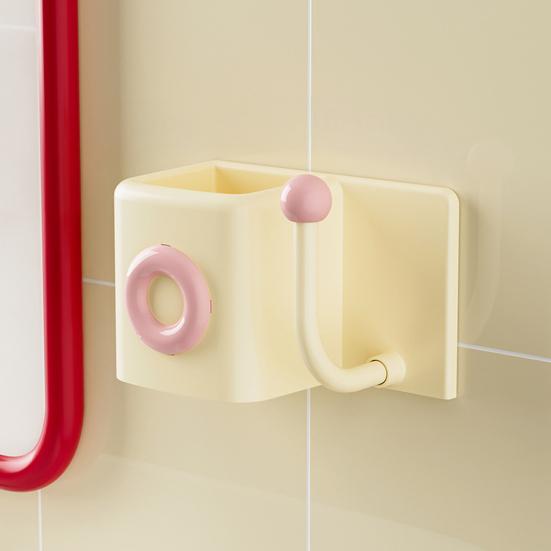 Wall-Mounted Storage Box with Hook No Drilling Wall Storage Container Bathroom Organizer for Toiletries Keys Hair Ties Combs