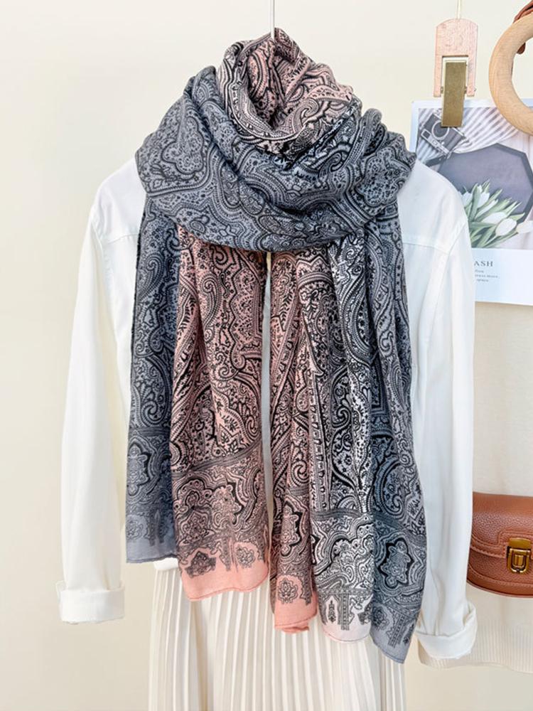 Elegant Women Silk Scarf Beach Wrap Shawl Retro Floral Print Ladies Sunscreen Bandanas Hijab Mujer Boho Scarve Pareo Casual New