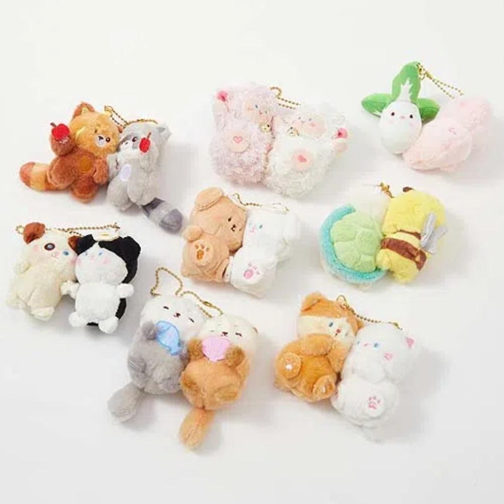 2 Stück/Set Kreativer Plüsch Magnetischer Schlüsselanhänger Affe Otter Panda Hund Cartoon Tier Anhänger Paar Taschenanhänger Geschenke für Freunde