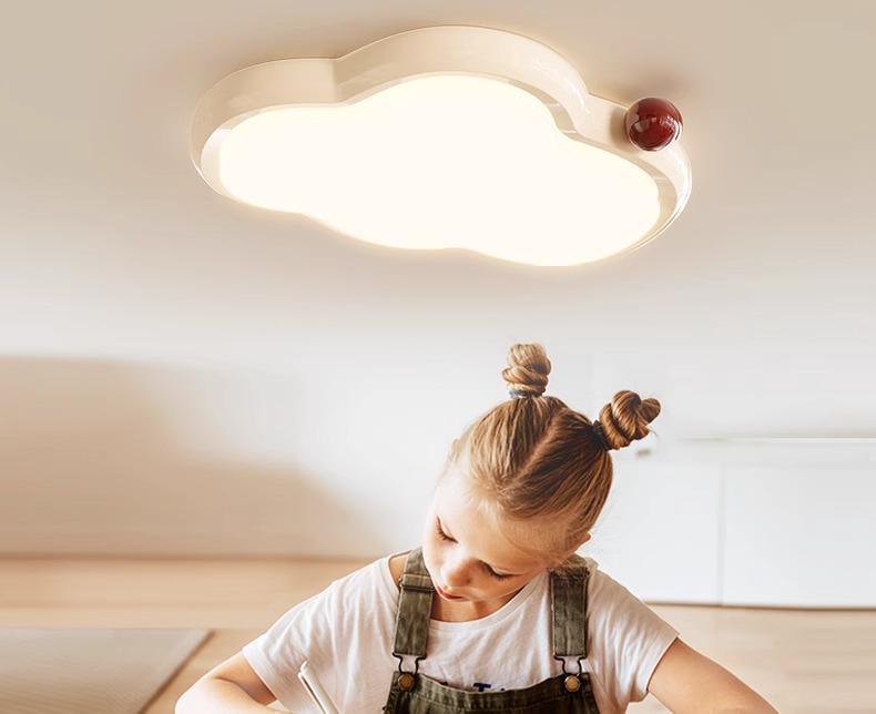 Eye-Protection Cloud Ceiling Light for Children's Bedrooms - Soft Cream Style, Full-Spectrum Lighting
