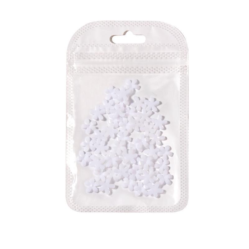 100pcs 3D Japanese-Style Five-Petal White Flower Resin Nail Decorations