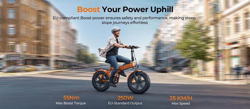 ENGWE EP-2 Boost Folding Electric Bike for Adult, 250W Motor, 48V 13AH Battery, 20''*4'' Fat Tire Bike