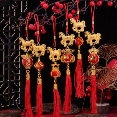 1/10Pcs 2026 Year Of The Horse Wall Hanging Car Ornament Chinese New Year 3D Horse Lantern Red Gold Pendant Lucky Decor Gifts