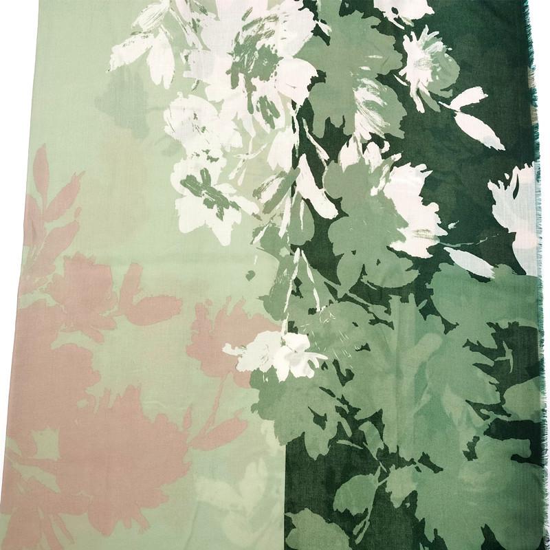 New Floral Patchwork Scarf - Twill Polyester Yarn, Screen Printed with Tassels