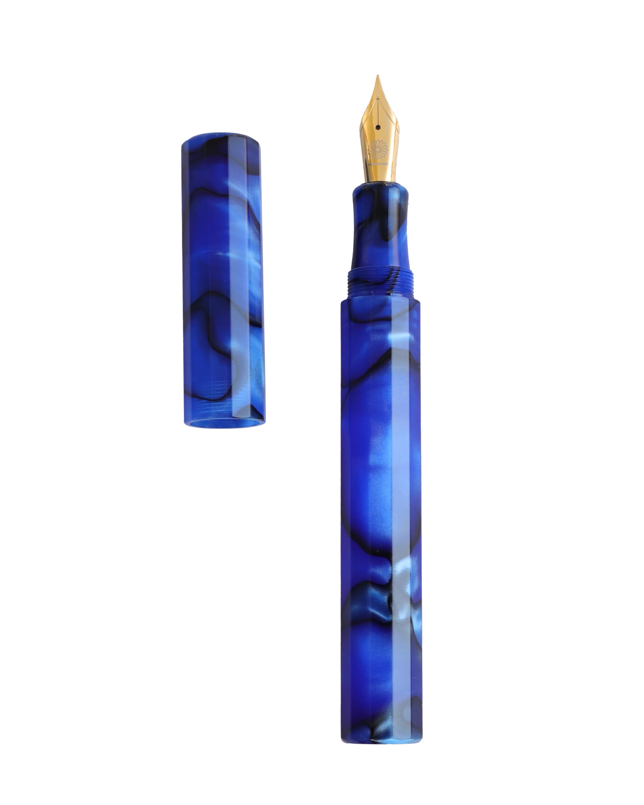 

WANCHER Kaleido Fountain Ручка з пір ям середнього розміру, колекція мистецтва, ультрамариновий синій, гранований стовпчик з 12 гранями, [Ручка WANCHER] (М (Позолочені))