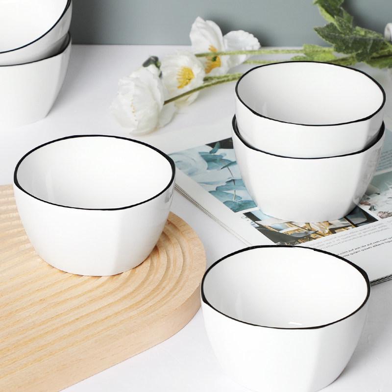 Set of 10 Ceramic Square Bowls – Nordic Style, Microwave Safe, Ideal for Rice & Dining.