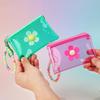 Portable Flower Bead Chain Coin Purse Pvc Zipper Small Wallet Colorful Transparent Storage Bag
