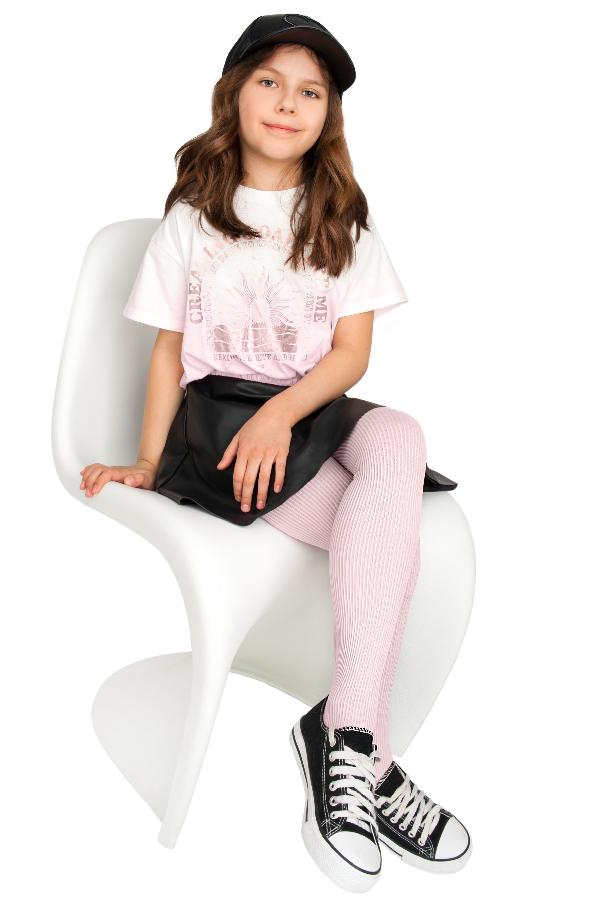 NOVITI RM009-G-02 Micro tights 40 den powder pink with stripes 104/110