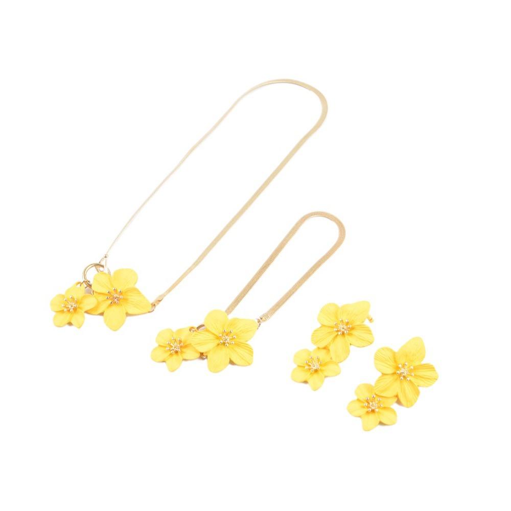 Metal Flower Jewelry Set OT Buckle Pendant Jewelry Suit Elegant Flower Necklace Earrings Set  Party