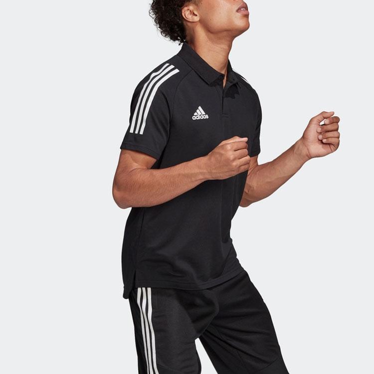 Adidas Polo sportowe w paski z haftowanym logo Męskie Topy Czarny ED9249