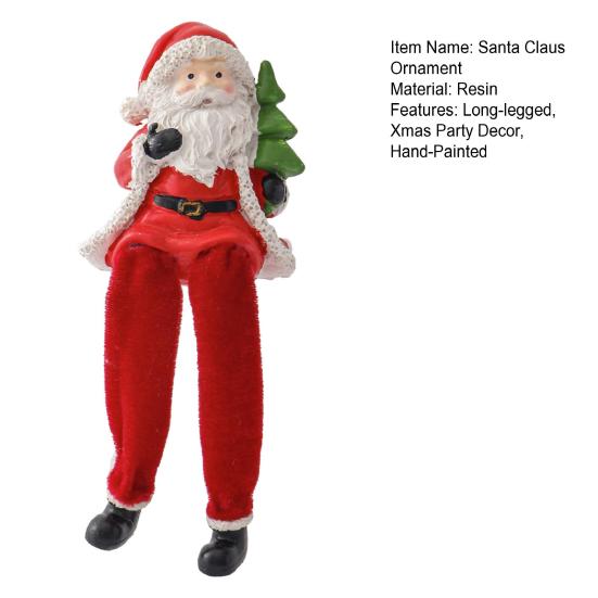 Sedící figurka Santa Clause Vánoční dekorace Ozdoba Santa Clause s dlouhýma nohama na vánoční večírek Dekorace na krb Novoroční dárek
