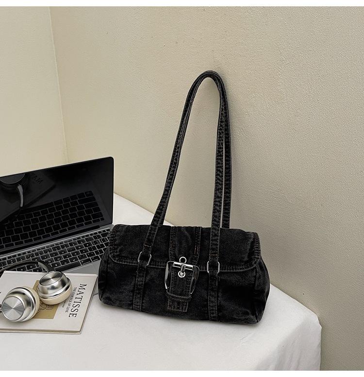 Fashion denim underarm bag women's 2025 new high-end niche commuting shoulder bag casual hand bag