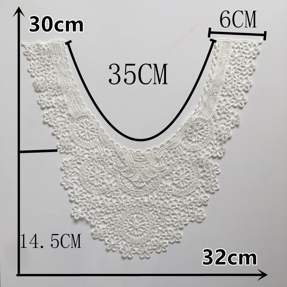 Bílá I Mléčné hedvábí Výšivka Dutý límec Šicí krajka DIY Dekorace s oděvními doplňky Límcové doplňky