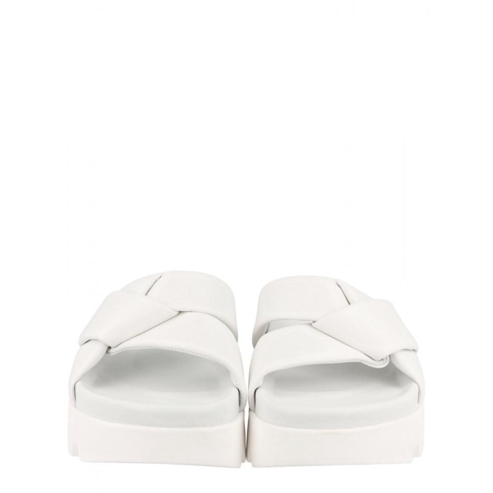 Ferragamo Air Lug Leather Slides White