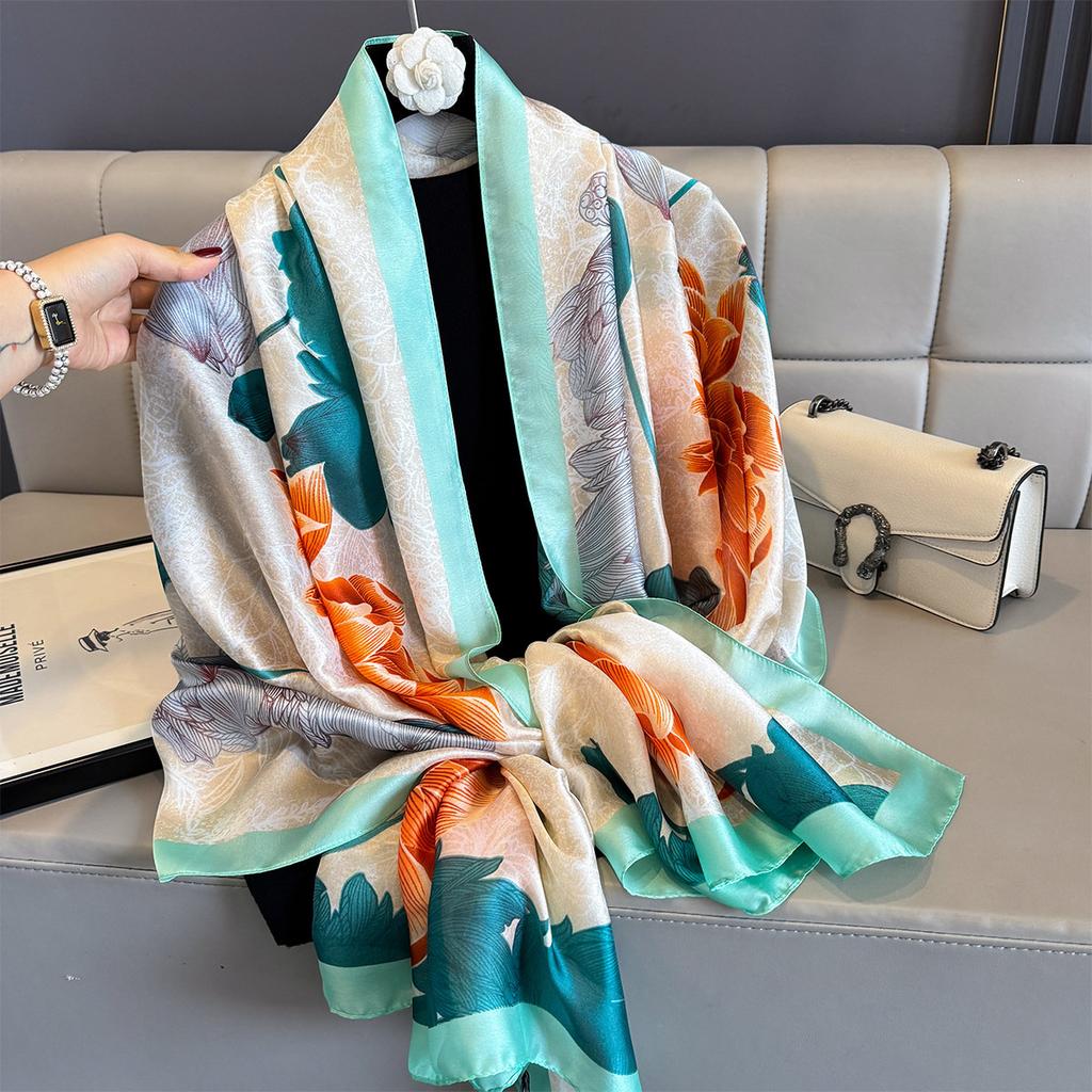 Women 180*90cm Fashion Beautiful Soft Silk Scarves Female Lady Shawl Hijab Wrap Foulard Bandanna Muffler Beach Pareo