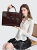 Echte Leder Aktentasche Damen Luxus Mode Vintage Büro Business OL Schulter Seitlich 14 Zoll Laptop Messenger Tragbare Tasche