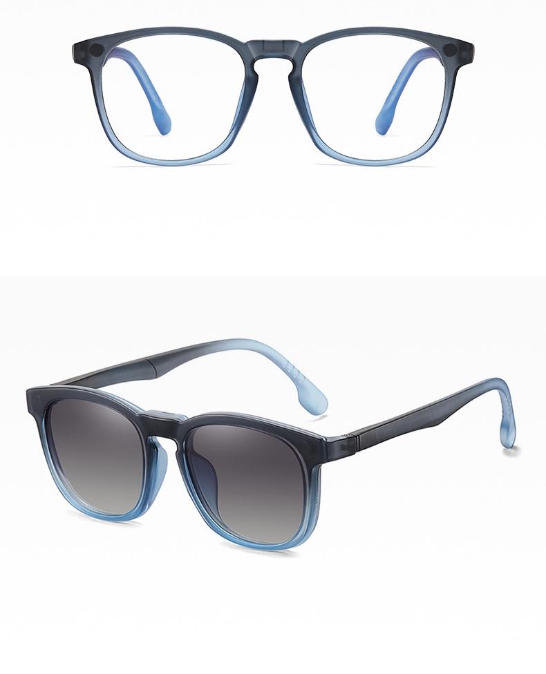 2 In 1 Magnet Polarized Sunglasses Men Women Classic New Square Gradient Sunglasses Anti-Blue Glasses Frame Clear Prescription