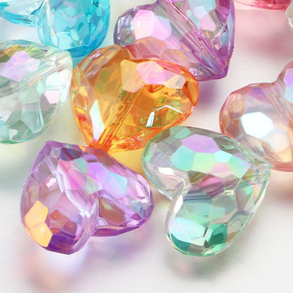 20pcs Acrylic Heart Beads Transparent Loose Spacer Beads for DIY Jewelry Making Pendants Neaklace Bracelet Needlework Material