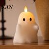 Table Halloween Decorations Flameless Candle Stacked Jack-O'-Lantern LED Light-up Pumpkin Candles Ghost Lamp for Mantel Shelf Dining Expressive