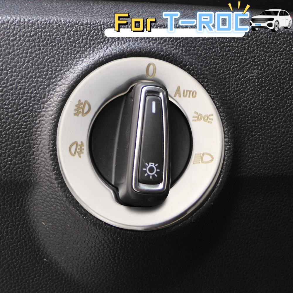 Car Head Light Adjust Button Panel Sticker for Volkswagen VW T-roc Troc 2017 2018 2019 2020 2021 2022 Stainless Steel Cover