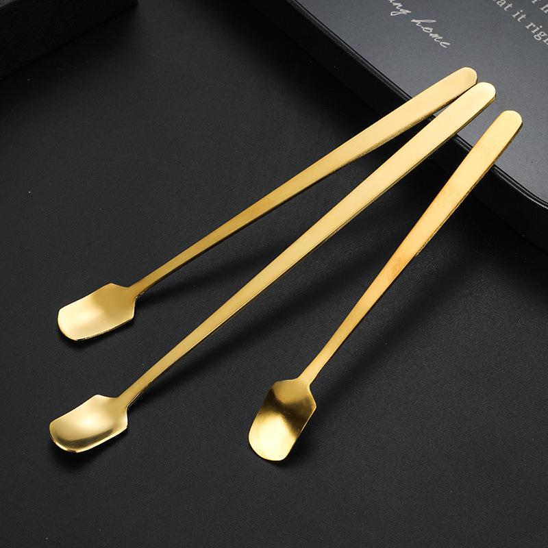 Stainless Steel Square Mini Teaspoon with Long Handle Small High Quality Spoon Coffee Ice Cream Honey Mixing Spoons Tableware