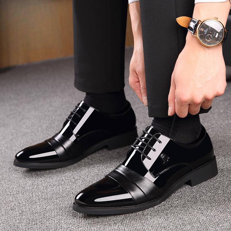 

Old Man s Head Leather Shoes with A Height Increase of 6cm Formal Wear with Velvet Paint Leather Shoes Wedding Business Shiny Leather Shoes 36