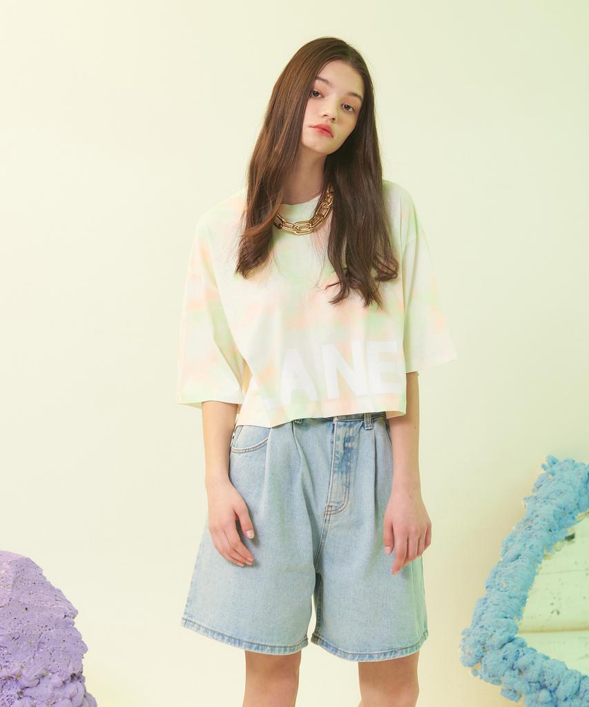 UNKNOWN PLANET Tucked-In Half Denim Pants Light Blue