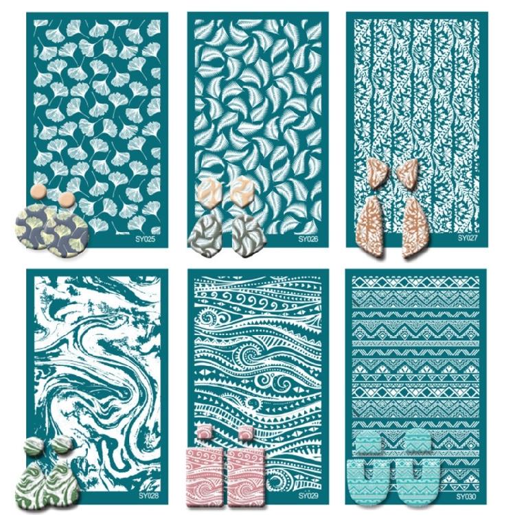 Leaf Animal Silk Screen Stencils for Clay DIY Printing On Clay Jewelry Earrings