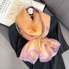 New Fashion Pink Silk Scarf Soft Stoles Women Summer Hijab Scarf Luxury Print Sunscreen Shawl Wraps Bandana Ladies Head Scarves