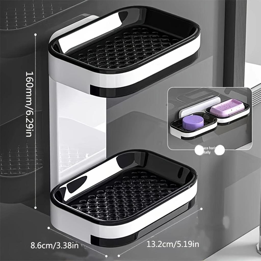 Wall Mounted Soap Box Tray Bathroom Soap Holder Toilet Storage Single/Double Layer Punch-free Storage Rack