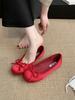 Fashion Fashion Silk Women Ballet Flats Shoes Luxury Designer Shallow Female Round Toe Butterfly-Knot Ladies Slides Shoes