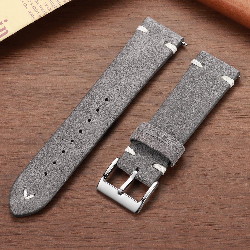 Genuine Suede Leather Watch Strap Vintage Brown Watch Band 18mm 20mm 22mm Quick Release Watchband for Omega Business Wristband