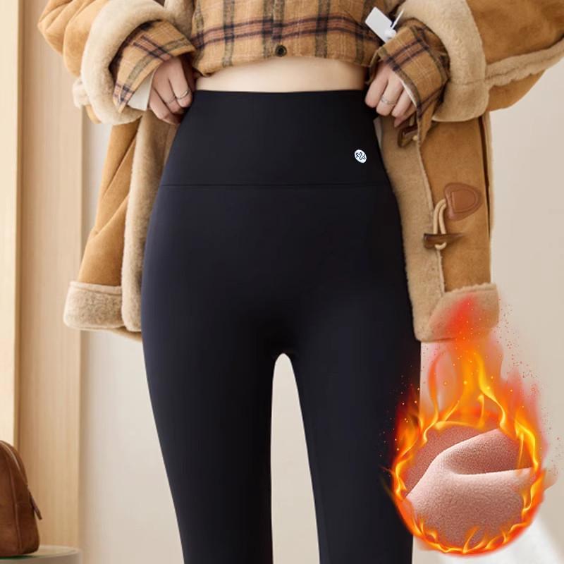 Women's Gray Plus Size Yoga Pants - Thickened Velvet for Spring, Autumn, and Winter