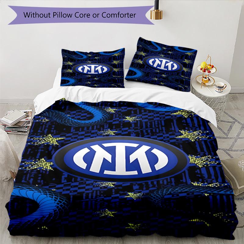 FC. Set Copripiumino con Fantasia Stampata Internazionale Milano – include 1 copripiumino e 2 federe coordinate Decorazione per la camera da letto Regali di Natale
