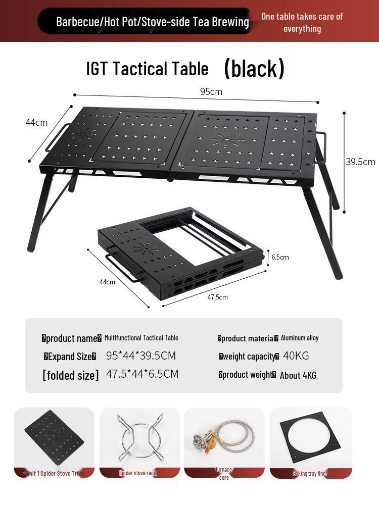 Tragbarer leichter Aluminium-Campingtisch - Faltbare taktische IGT BBQ-Tischplatte