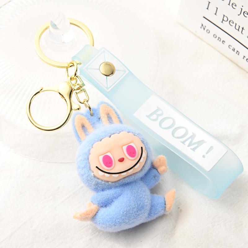 Flocking Yoga Keychain Small Pendant Cartoon Cute Doll Keychain Small Gift