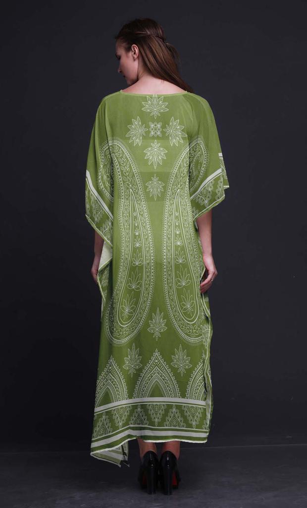 Phagun Floral & Paisley Beach Kaftan Bikini Cover Up Womena    S Maxi Dress Long