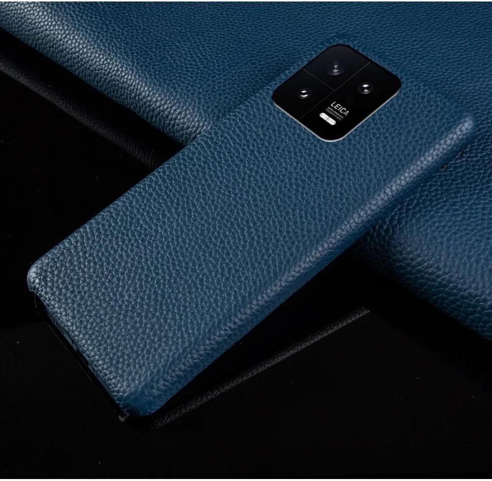 For Xiaomi 13 Case Handmade Premium Litchi Grain Genuine Leather Cases Xiaomi13 Pro Capa Retro Shockproof Phone Cover Fundas