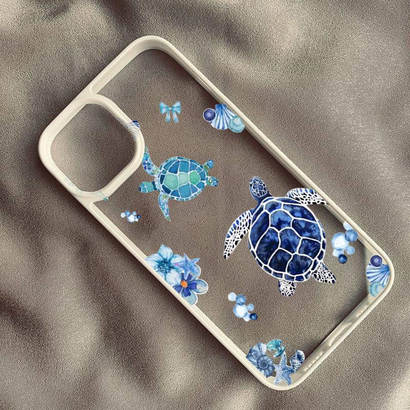Summer Cool Turtle Pattern Phone Case for IPhone 16 15 14 13 12 11 Pro Max X Xs XR XSMax 8 7 Plus Sea Blue Turtle Design Covers