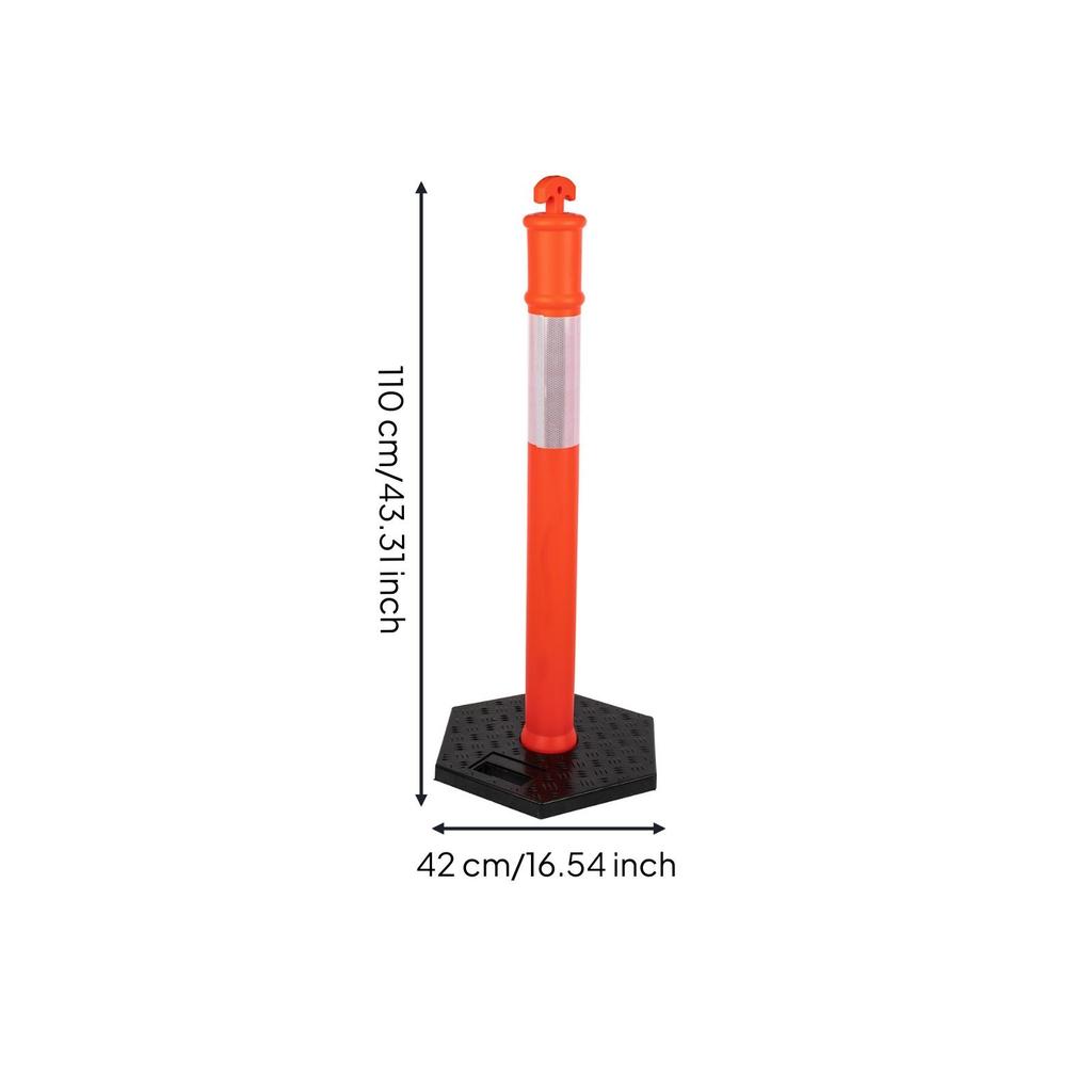 Traffic Warning Post with Weighted Base | Reflective Silver Band, Quick Setup Design, marker