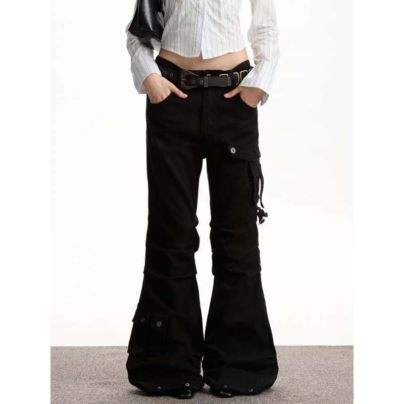 

JYL Women s Wide-Leg Jeans American Camo Cargo Summer High-Waist Slim Denim XL амарантовый