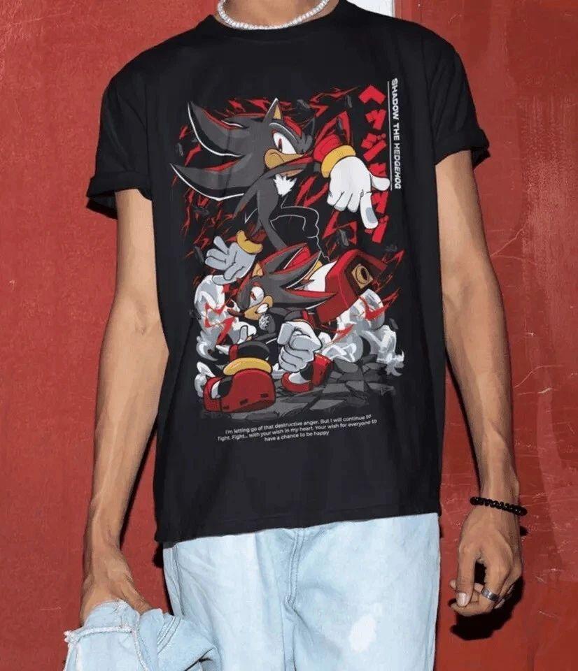 

Classic Cartoon Characters The Hedgehog T-Shirt Heroes Tee Sonic T-Shirt Heroes Vintage Tee Fans Loose Cotton Top Unisex S разноцветный