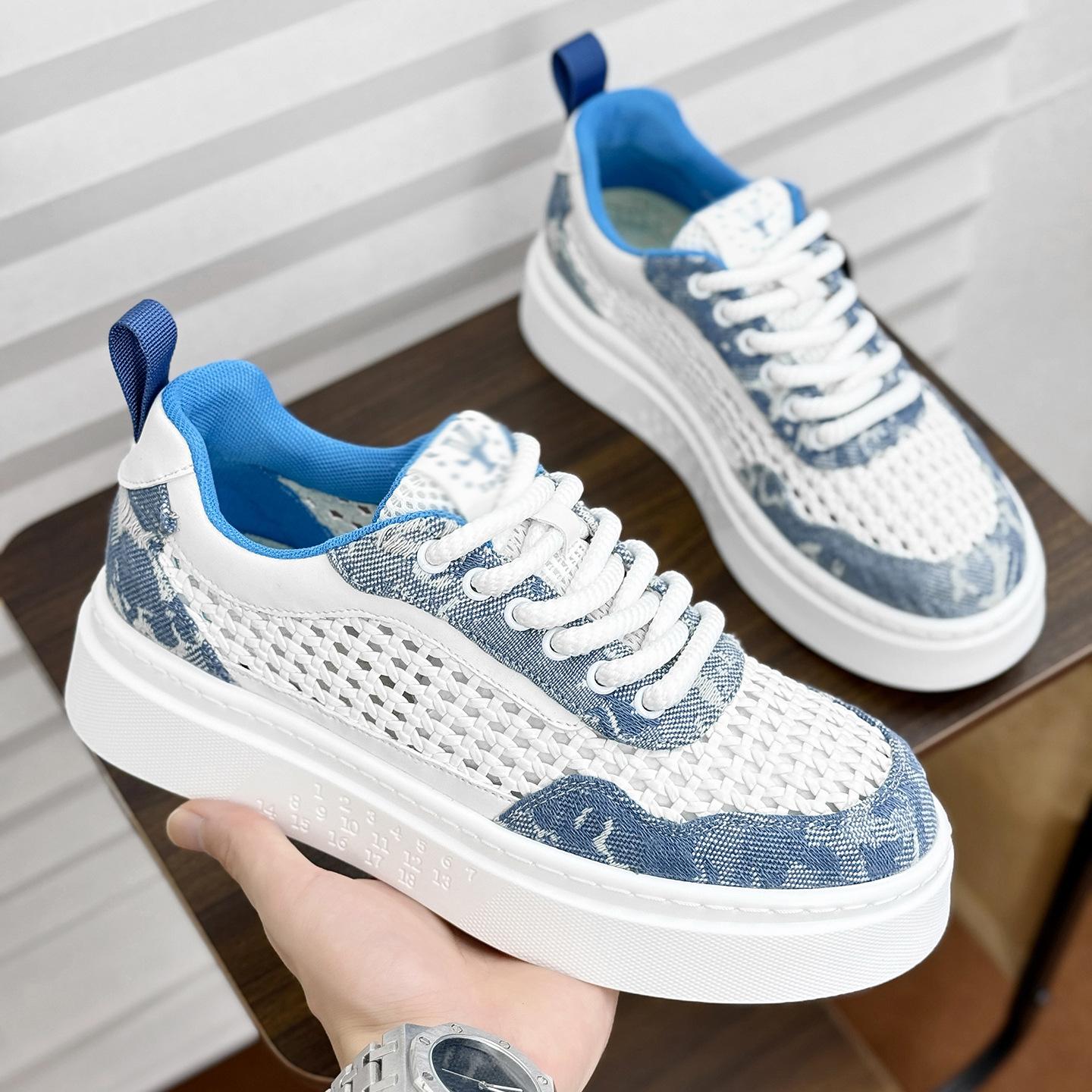 

Men s board shoes 2025 hollow breathable fashion thick sole heightening youth sports fashion casual shoes versatile low-top shoes 39