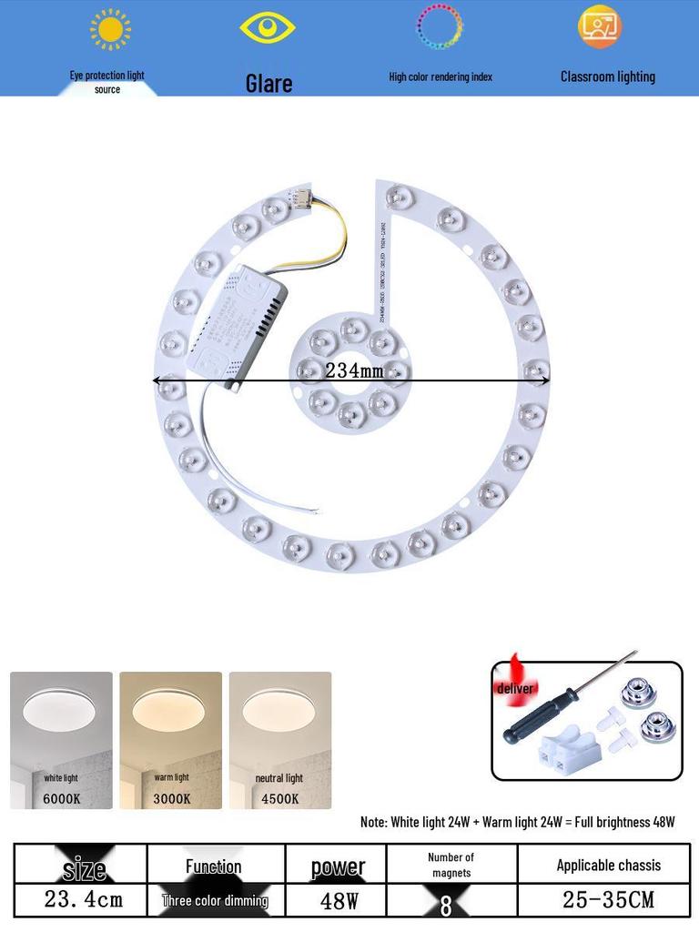 Ceiling LED Light Replacement Panel with Tricolor Changing Beads for Living Rooms