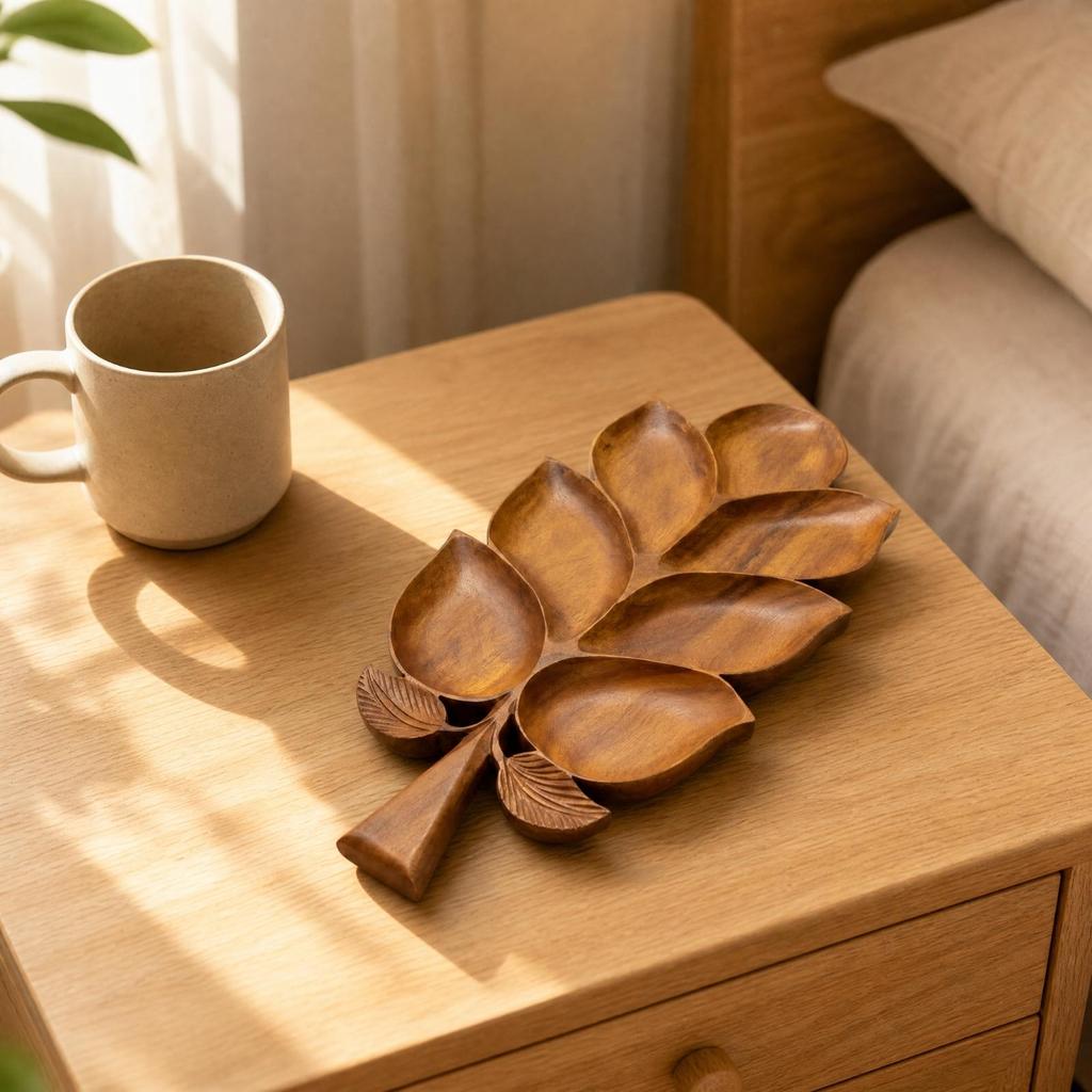 Snack Tray Rustic Multi Section Wood Serving Platter Slim Profile