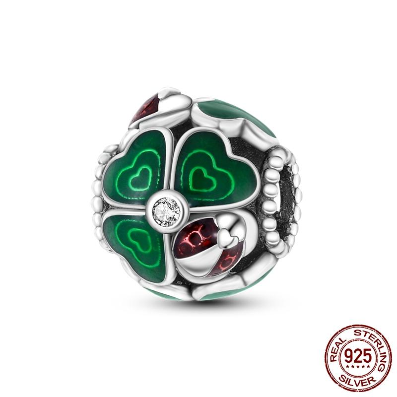 Copper Butterfly Ladybug Cactus Lucky Four Leaf Clover Dangle Charm Beads Fit Charm Bracelet Original Jewelry